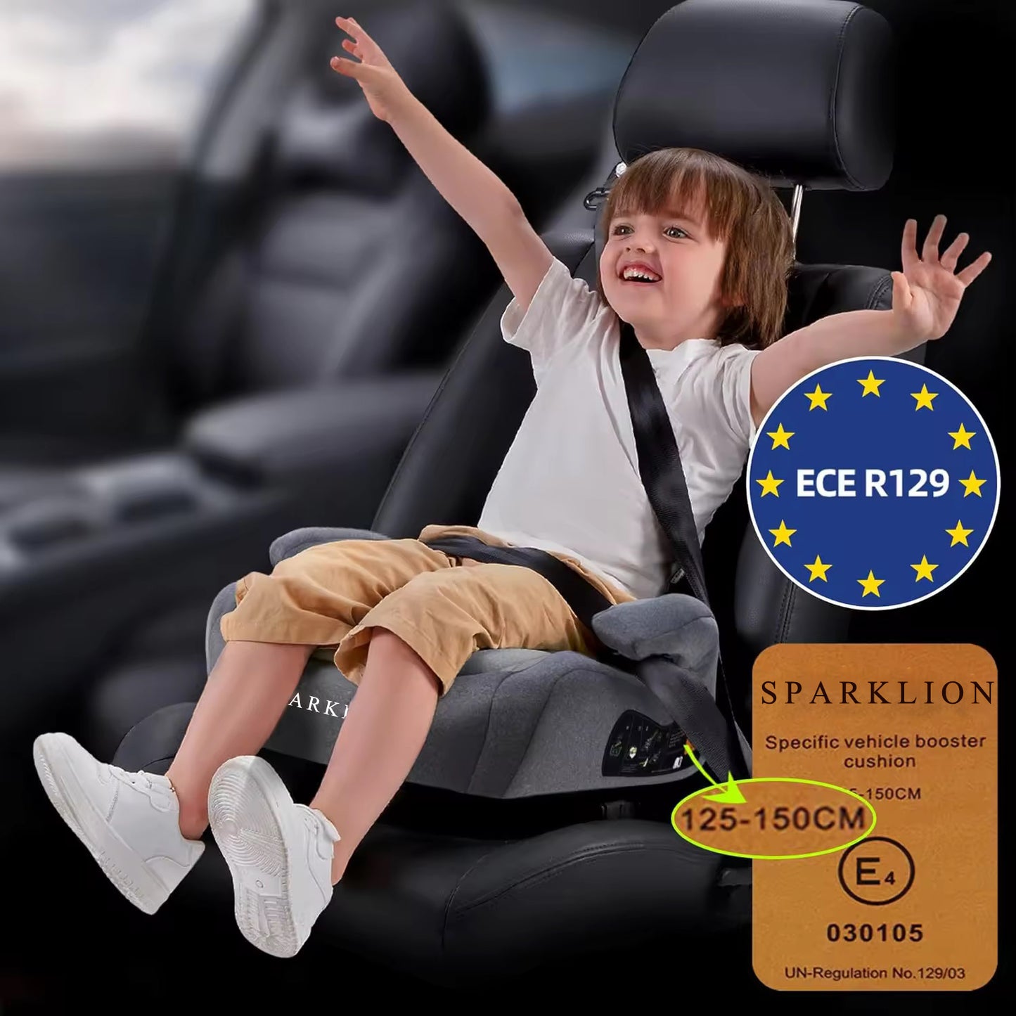 SPARKLION Children's car seats High Quality Lightweight Travel Seat Booster With ISOFIX ECE R129