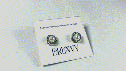 DRENVY Ear studs Plated Pearl Rhinestone Stud Earrings for Women Jewelry
