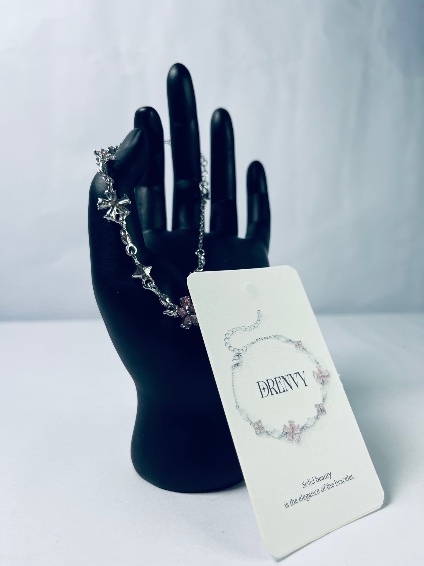 DRENVY Bracelets Delicate Zircon Cherries Flowers Stylish Peach Cherries Flower Wrist Chain Unique Charm for Girls