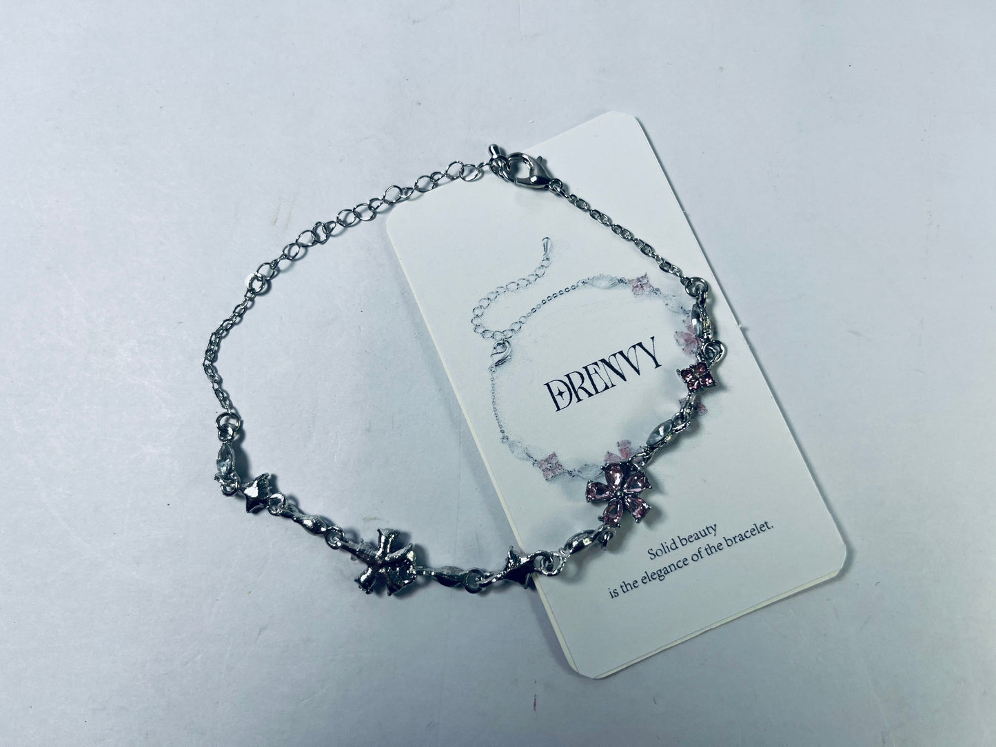 DRENVY Bracelets Delicate Zircon Cherries Flowers Stylish Peach Cherries Flower Wrist Chain Unique Charm for Girls