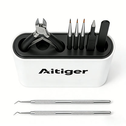 Aitiger Professional Manicure Pedicure Kit, 8 in 1 Nail Care Tools Set with Cuticle Nippers, Cuticle Pushers, Nail Brushes, Nail Files, Double-ended Picks, Stainless Steel Manicure Tools with Storage Case for Home & Salon Use