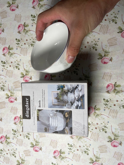 dingdaer Bowls Small Bowls, 10 OZ Ceramic Dessert Bowls, for Kitchen, Side Dishes, Ice Cream Rice Soup Snack Cereal (White Flowers)