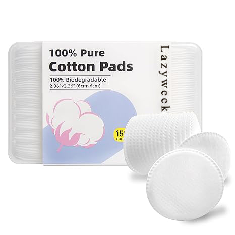 Lazyweek Cleaning cotton Cotton Rounds for Face Pure & Natural Cotton Pads for Face Hypoallergenic & Lint-Free Makeup Remover Pads Dual Texture Soft Face Pads for Sensitive Skin