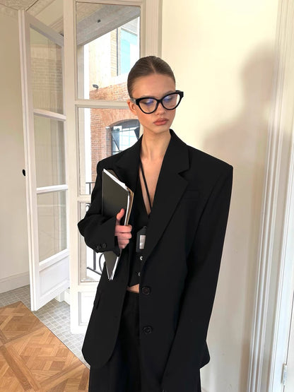 Treenote Suits Women's Work Office Blazer Notched Lapel Business Tuxedo Blazer Casual Blazer Jackets Suit