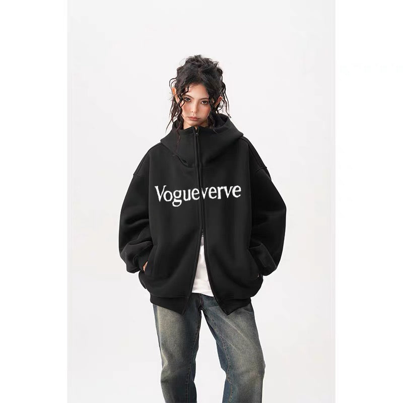 Vogueverve Over coats Hoodie Oversized Zip Up Hoodies Hooded Sweatshirt