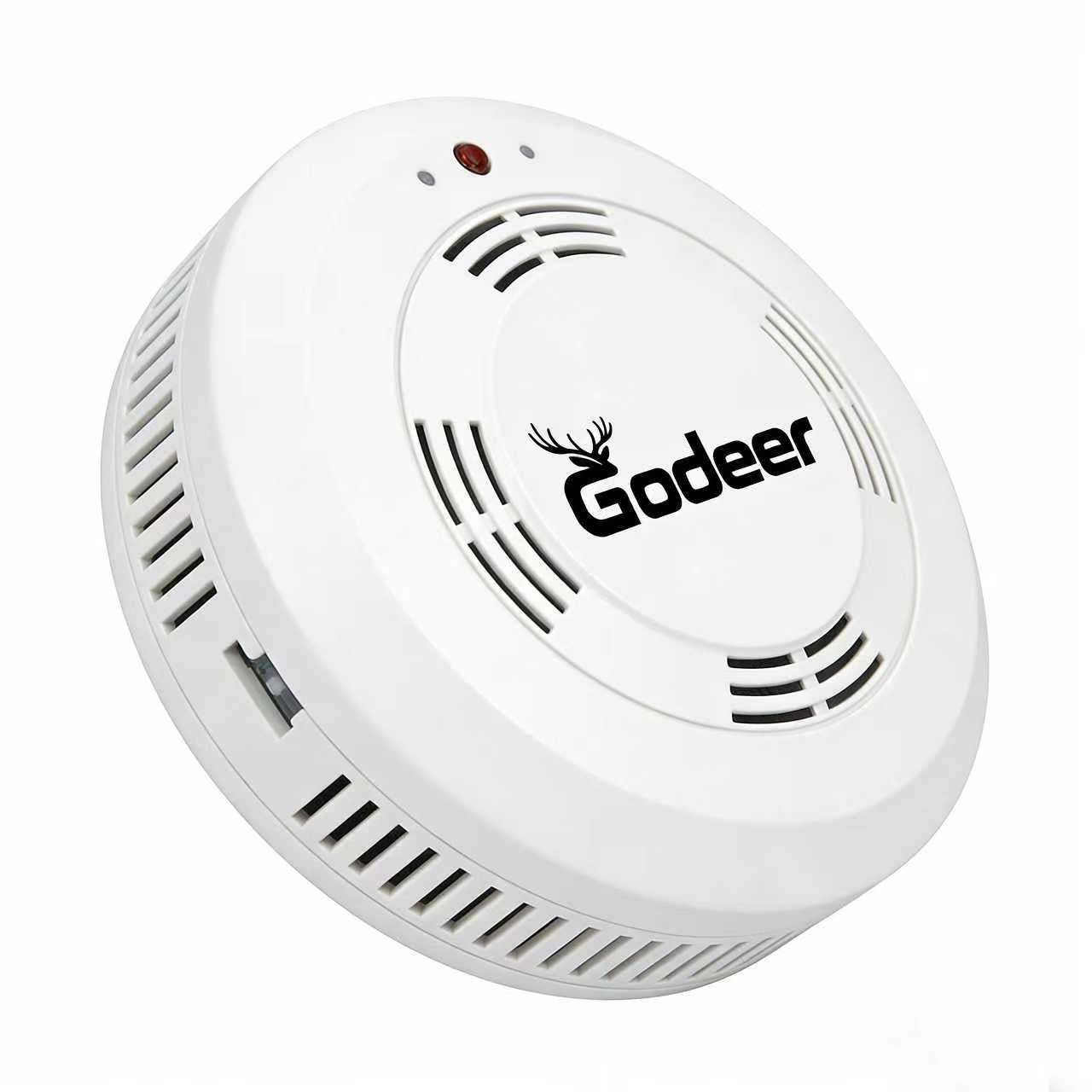 Godeer Smoke Alarm, Photoelectric Smoke Detector with 9V Battery, Fire Alarm for Home with Low Battery Alert & Test Button, Easy to Install, UL Standard Fire Safety for Kitchen, Bedroom, Office