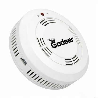 Godeer Smoke Alarm, Photoelectric Smoke Detector with 9V Battery, Fire Alarm for Home with Low Battery Alert & Test Button, Easy to Install, UL Standard Fire Safety for Kitchen, Bedroom, Office