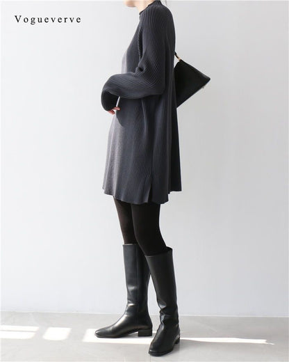 Vogueverve Sweaters Womens Oversized Long Sweater Dress 2025 Plus Size Tunic Pullover Knit Fall Dresses