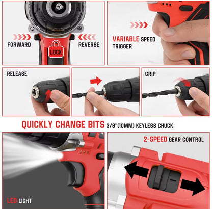 SKYBOSS-Power drill bits-NEW PRODUCT 12V Electric Power Tool Cordless Driver Drilling Machines Power Tools Set With Drill Bit