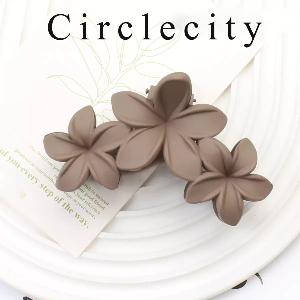 Circlecity Hair clips Flower Hair Clips for Women Strong Hold Nonslip, Big Flower Claw Clip for Thick Hair, Hawaiian Hibiscus Cute Flower Hair Clips Beach Hair Accessories for Women Girls (Neutral)