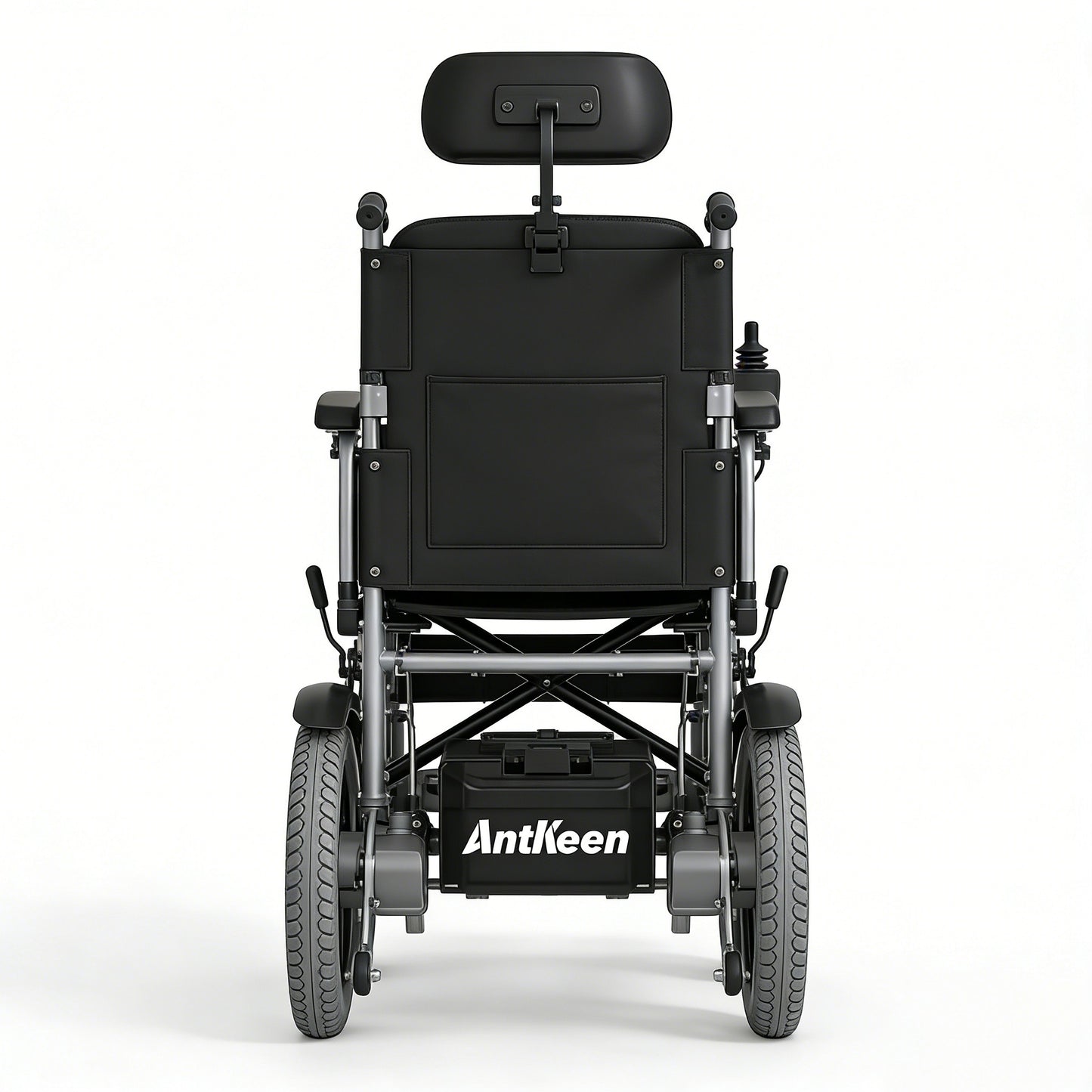 AntKeen Foldable Electric Wheelchair for Adults, Lightweight Power Wheelchair with Headrest, All Terrain Motorized Wheelchair for Seniors and Disabled, Portable Medical Mobility Aid