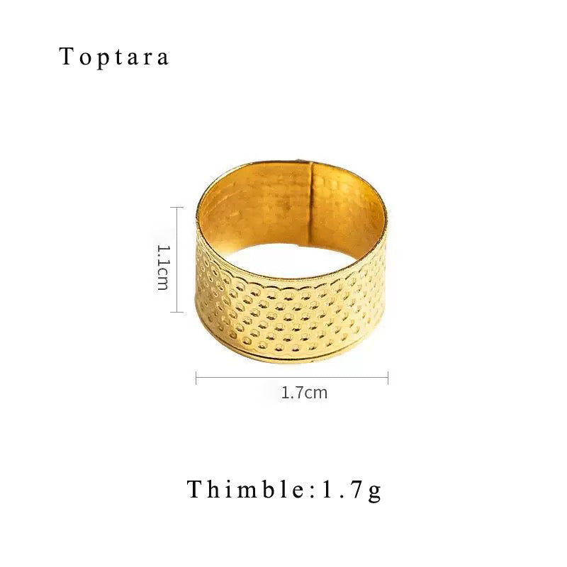 Toptara Sewing thimbles Thumb Protector Finger Metal Shield Protector Thimbles Fabric Finger Protector Adjustable Thimble Ring DIY Thimble Sewing DIY Craft Finger Protector