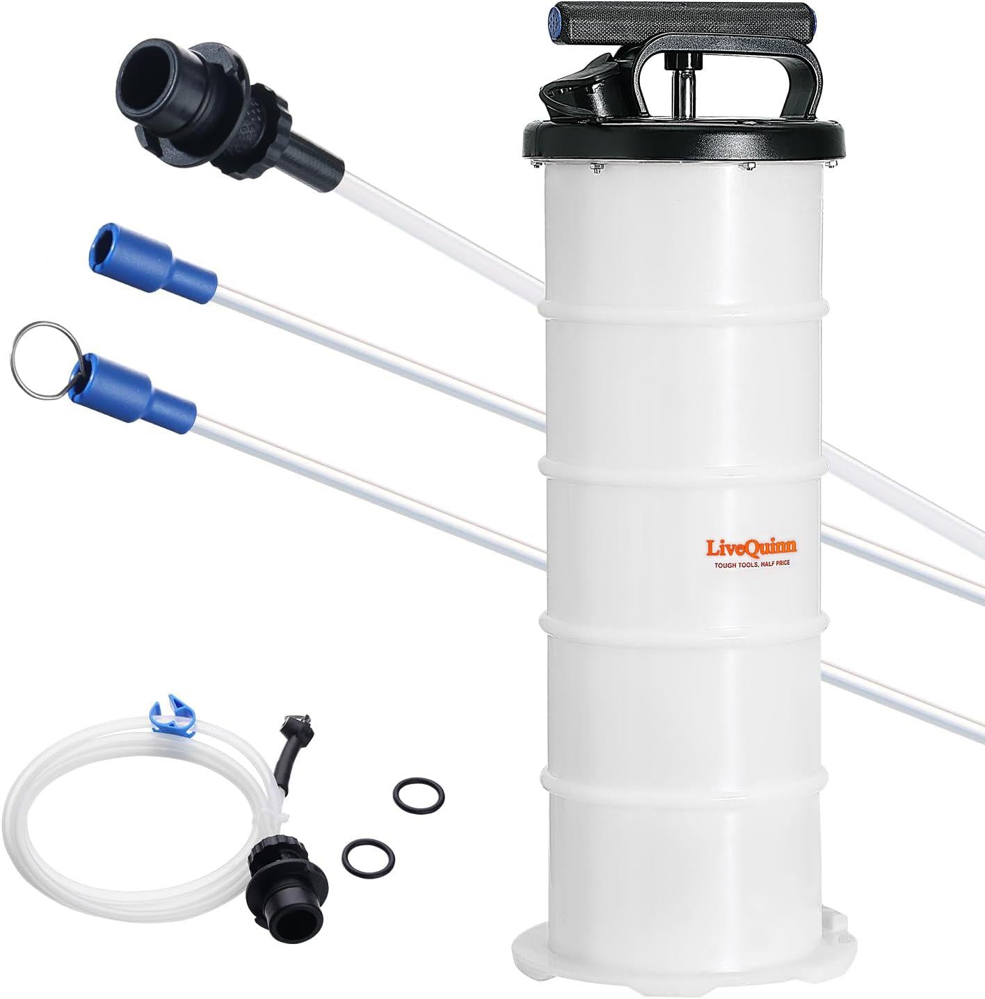 LiveQuinn Manual Suction Pump, Car Oil Extractor, Multi-Functional Fluid Transfer Pump with 4 Ultra-Long Tubes, Compatible with Cars/Motorcycles/Farm Equipment (Model YS-087)