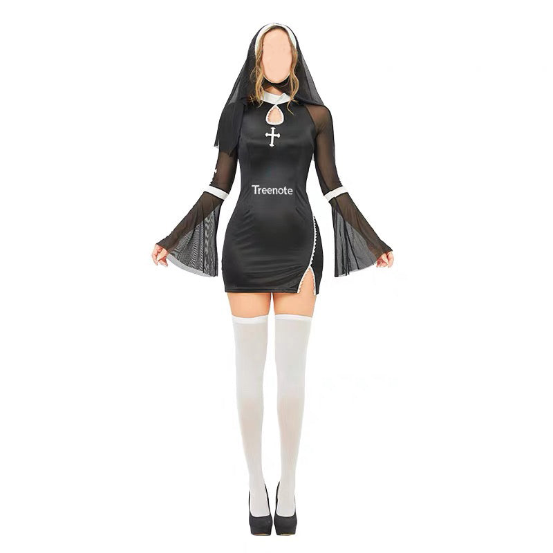 Treenote Cosplay costumes Women's cosplay nun underwear mischievous anime maid high slit sexy dress
