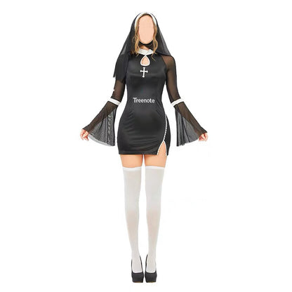 Treenote Cosplay costumes Women's cosplay nun underwear mischievous anime maid high slit sexy dress