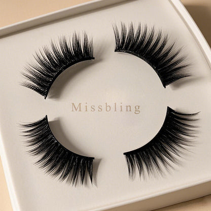 Missbling False eyelashes 8 Pairs Wispy Faux Mink Lashes Fluffy Eye Lashes Natural Look 5D Volume 16mm Fake Eyelashes Pack