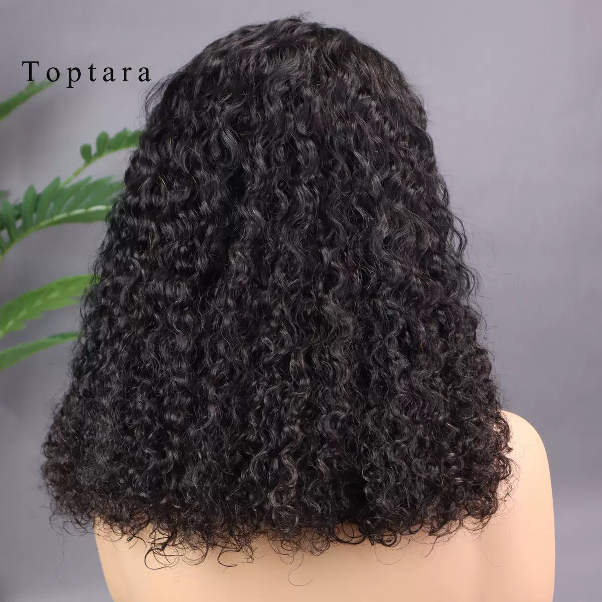 Toptara Wigs Glue free Precut 4x4 Lace Front wig Female Hair Glue free 180% Density Water Bob Wig Human Hair Beginner Curl Front Wig Black