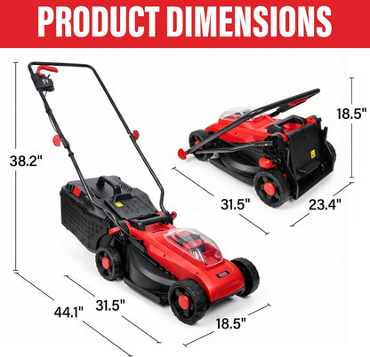 LiveQuinn Electric Lawn Mower, 13-Inch Cutting Width, 4 Adjustable Cutting Heights, 8-Gallon Grass Collection Bag, 3400RPM Brushless Motor, Home Yard Lawn Trimmer