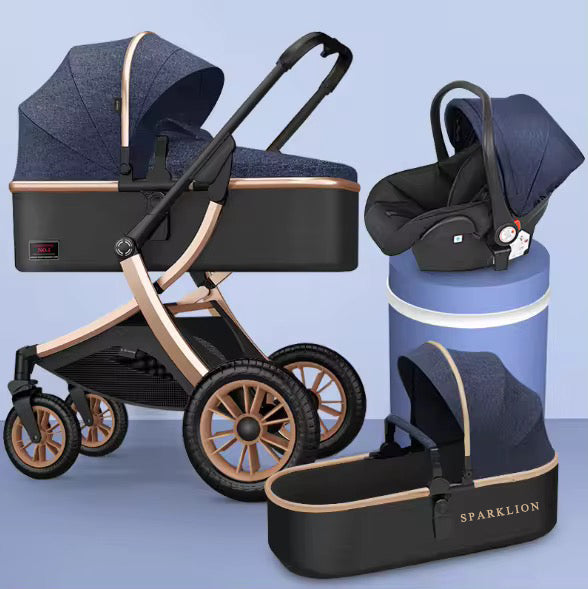 SPARKLION Baby strollers Newborns and up 2-in-1 Infant Newborn Toddler Pram Convertible Foldable Standard Baby Carriage for 0-36 Months Old Babies(Black)