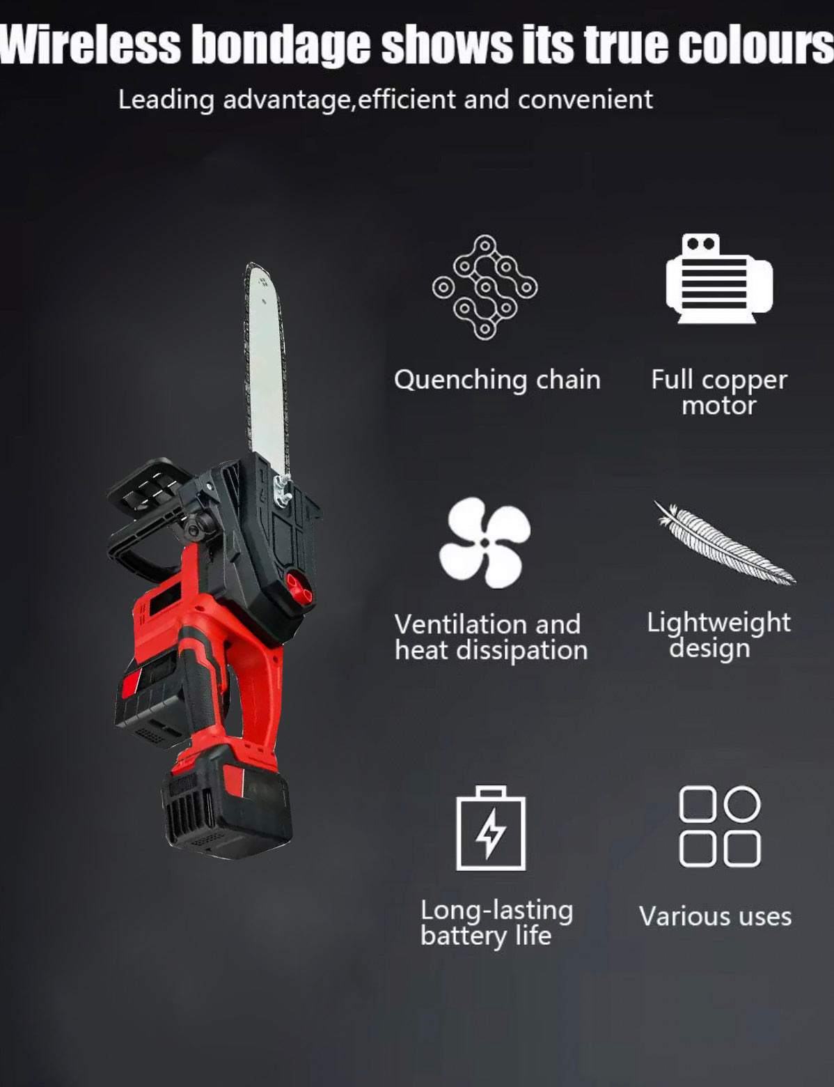 Homezing Chainsaws,Dual-battery 18-inch electric chainsaw, electric chain saw for household use, rechargeable, small-sized household electric chainsaw, handheld lithium battery-powered electric chainsaw