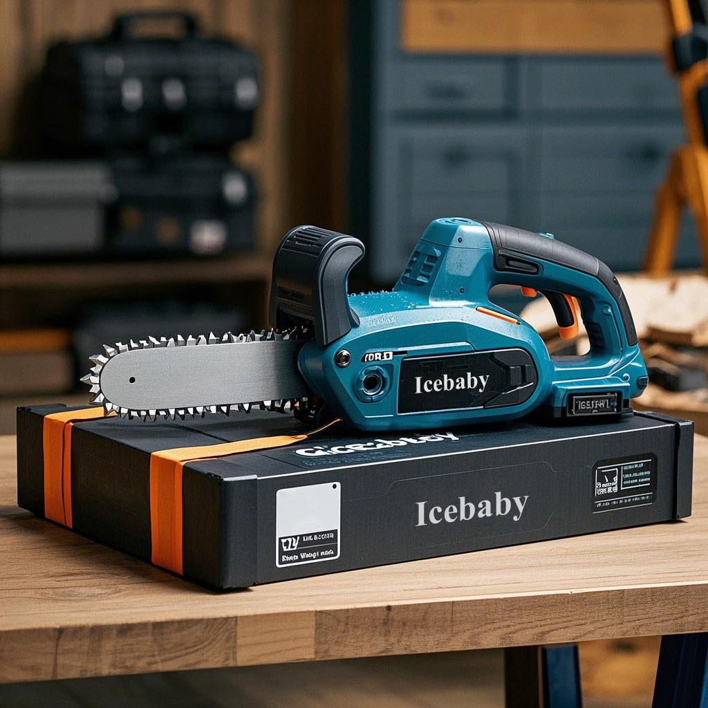 Icebaby-Electric saws-1 Pack 1500mAh Batteries, 【Seniors Friendly】Portable Handheld Chainsaw, Mini Chainsaw Cordless for Wood Cutting Tree Trimming DIY Projects Gardening Camping
