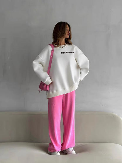 Trendessence Sweatshirts Womens Sweatshirt Crewneck Fleece Pullover Tops Oversized Sweat Shirts with Thumbholes Pockets 2025 Fall Outfits