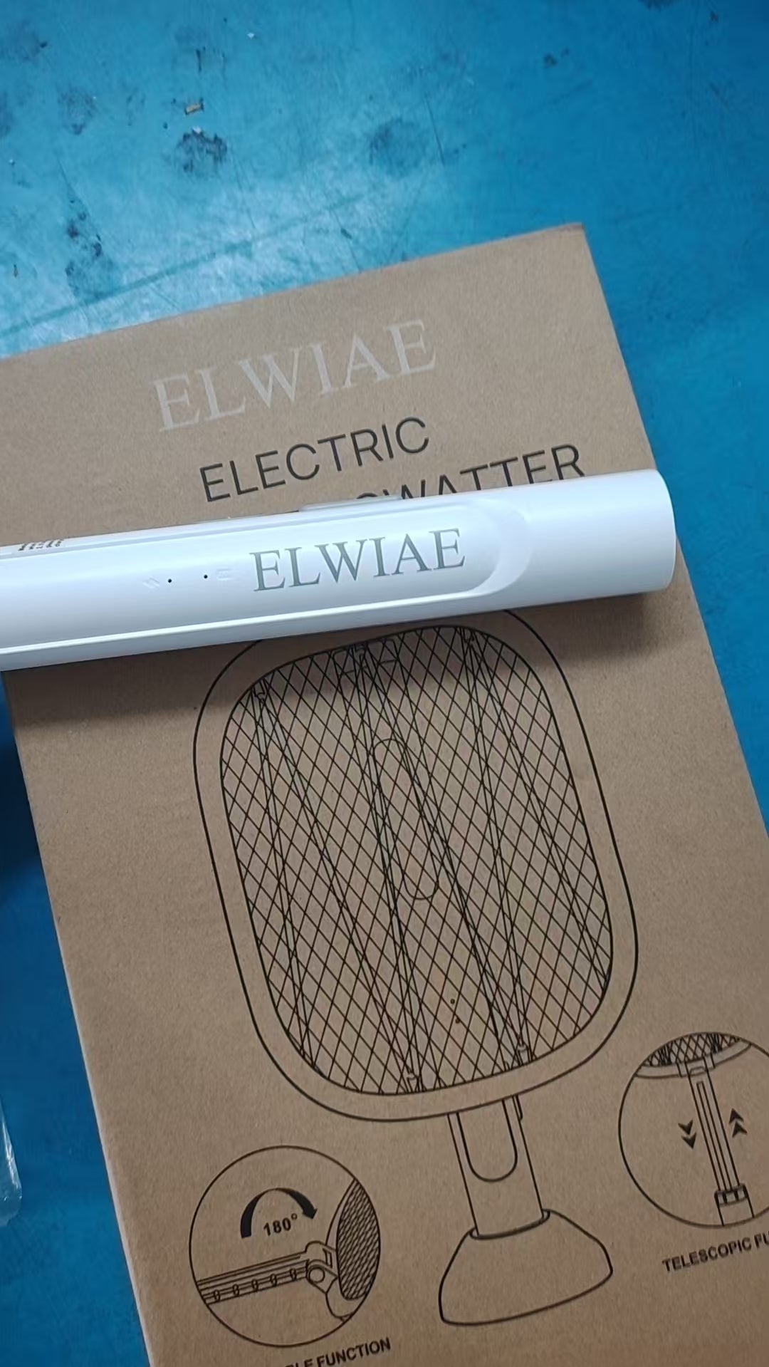 ELWIAE Foldable & Telescopic Electric Mosquito Swatter, 2-in-1 UV Mosquito Killer Lamp, Rechargeable Fly Zapper with 3-Layer Safety Mesh, Long-Lasting Lithium Battery, Base & LED Light, Physical Pest Control for Home Use