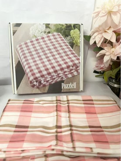 Puzzlelf  Red Gingham Queen Bedsheets, Soft Brushed Microfiber Plaid Queen Bed Sheets