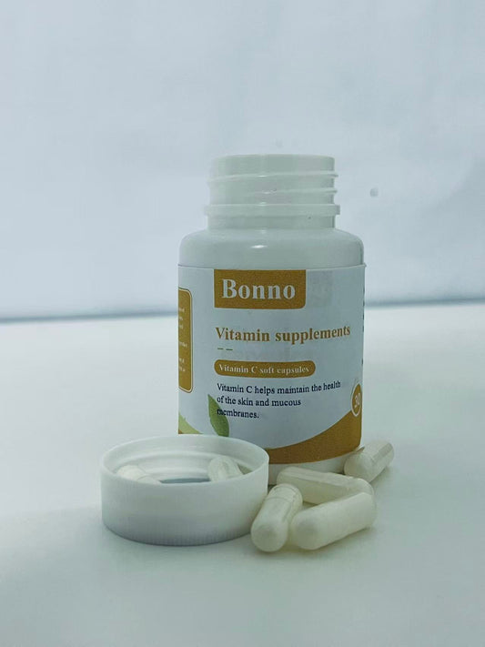Bonno Vitamin C Capsules (30 Count) - High-Potency Vitamin C Supplement for Skin & Mucous Membrane Health, Easy-to-Absorb, Preservative-Free Daily Antioxidant Support