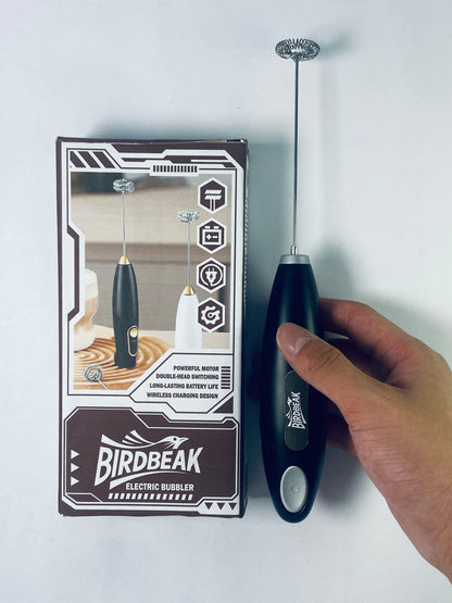 BIRDBEAK Black Handheld Milk Frother Wand for Coffee, Rechargeable Electric Whisk