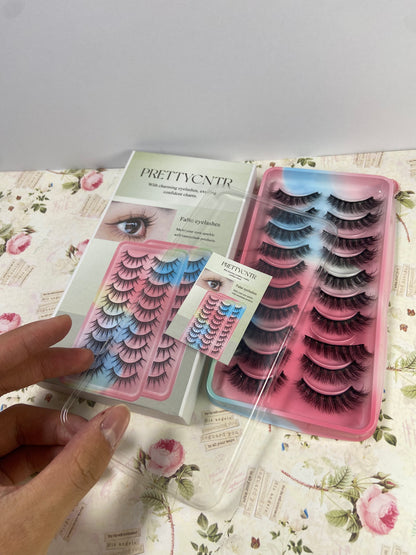 PRETTYCNTR Lashes Natural Look Short Cat Eye Natural Lashes Fluffy Wispy False Eyelashes 10 Pairs Faux Mink Strip Eye Lashes Pack for Daily Makeup (F7 | 6-15mm)