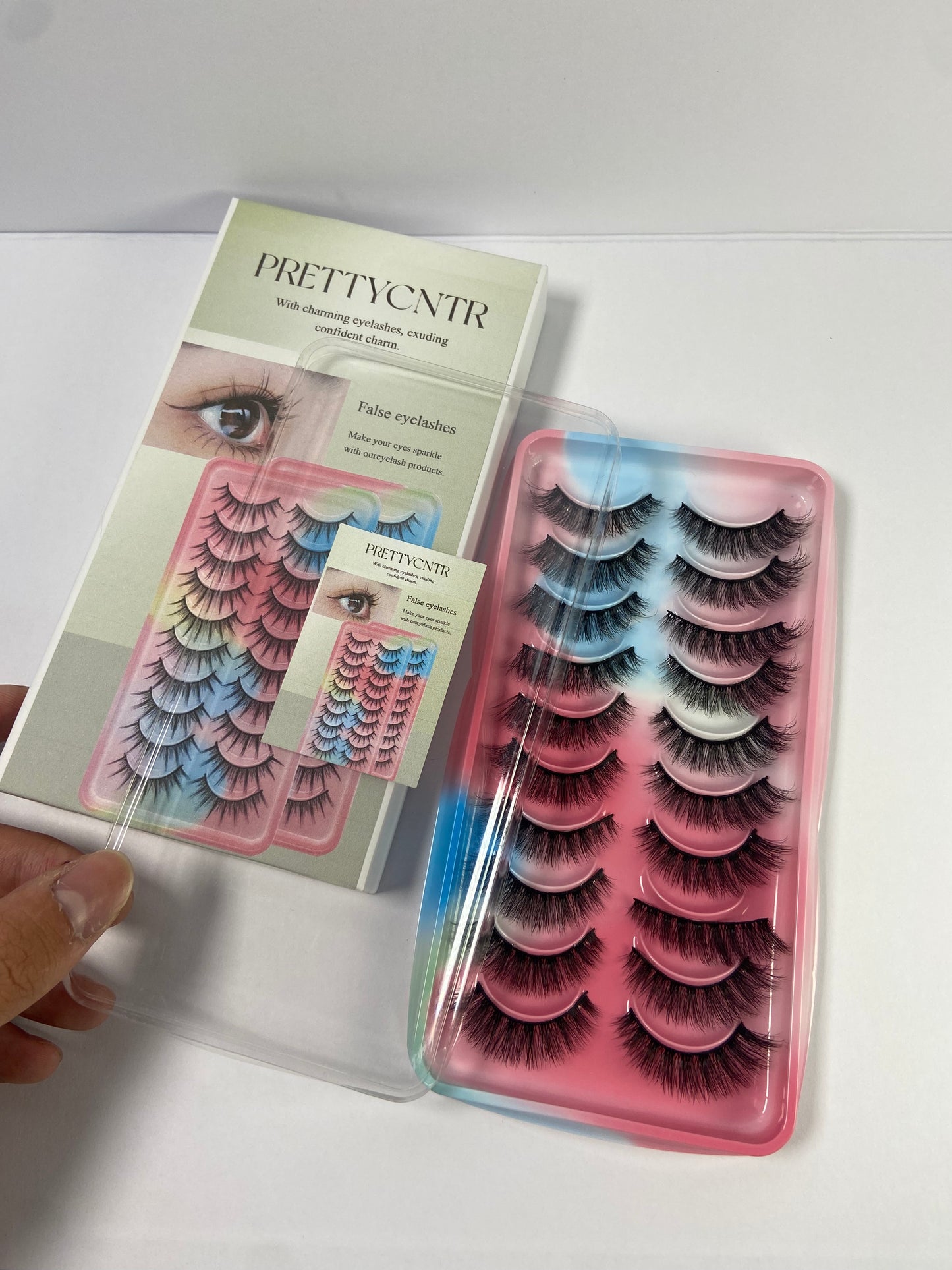 PRETTYCNTR Lashes Natural Look Short Cat Eye Natural Lashes Fluffy Wispy False Eyelashes 10 Pairs Faux Mink Strip Eye Lashes Pack for Daily Makeup (F7 | 6-15mm)