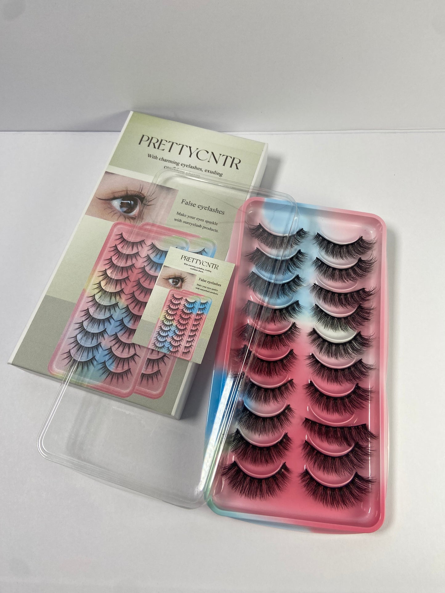 PRETTYCNTR Lashes Natural Look Short Cat Eye Natural Lashes Fluffy Wispy False Eyelashes 10 Pairs Faux Mink Strip Eye Lashes Pack for Daily Makeup (F7 | 6-15mm)