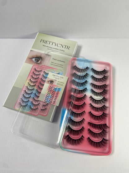 PRETTYCNTR Lashes Natural Look Short Cat Eye Natural Lashes Fluffy Wispy False Eyelashes 10 Pairs Faux Mink Strip Eye Lashes Pack for Daily Makeup (F7 | 6-15mm)