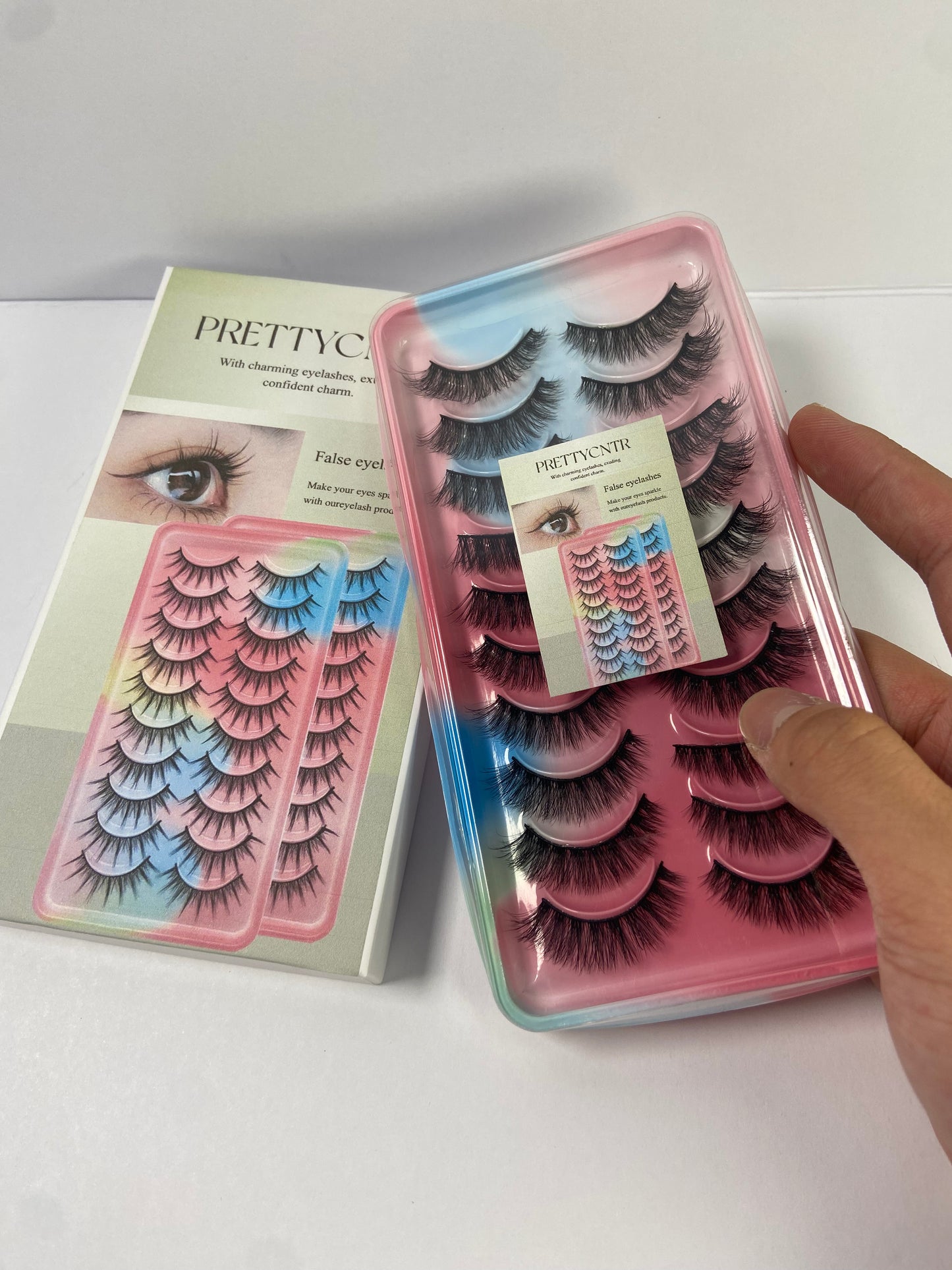 PRETTYCNTR Lashes Natural Look Short Cat Eye Natural Lashes Fluffy Wispy False Eyelashes 10 Pairs Faux Mink Strip Eye Lashes Pack for Daily Makeup (F7 | 6-15mm)