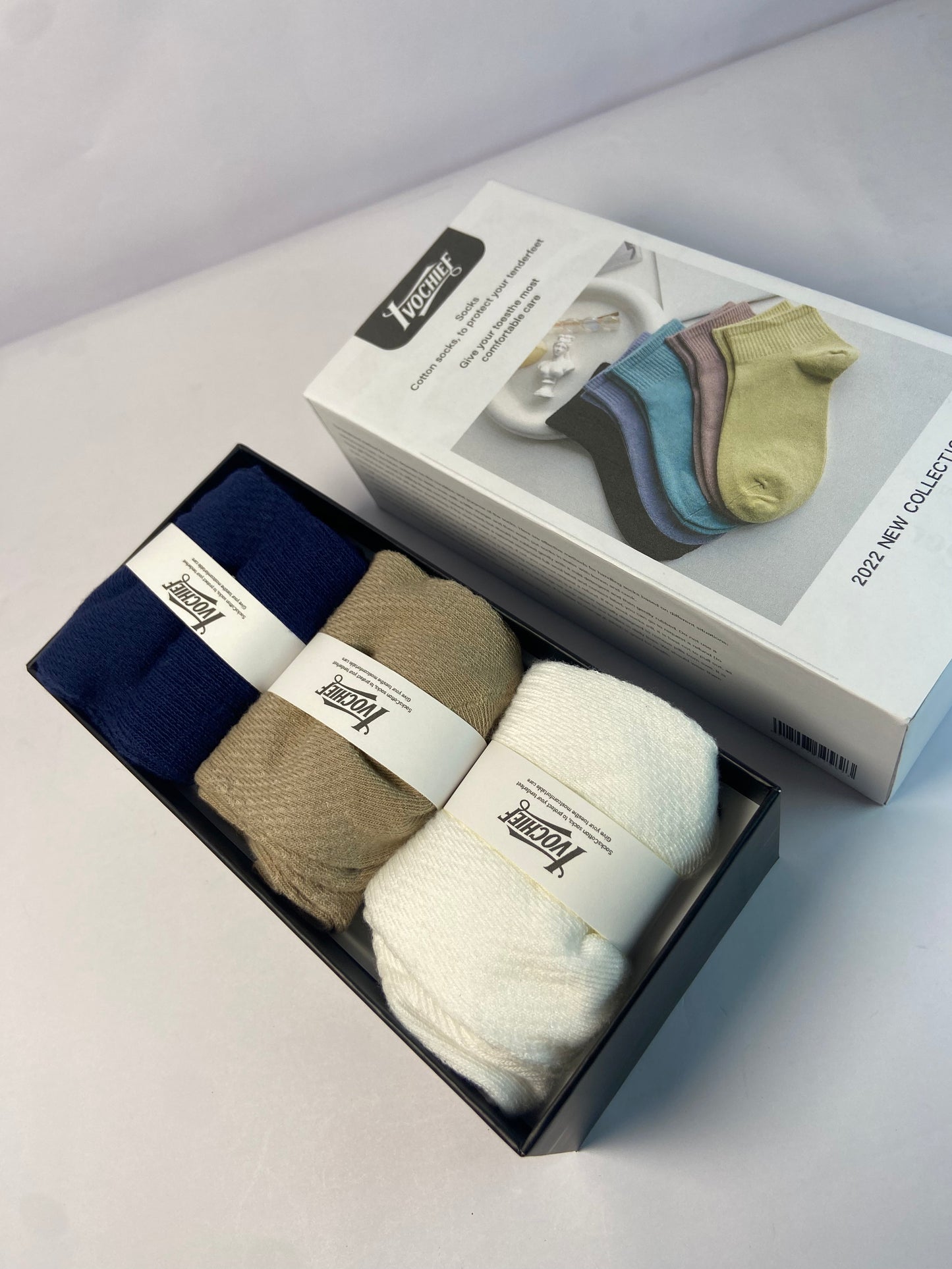 IVOCHIEF  Cotton Short Socks Fashion Breathable Mesh Comfortable Casual Ankle Sock Pack