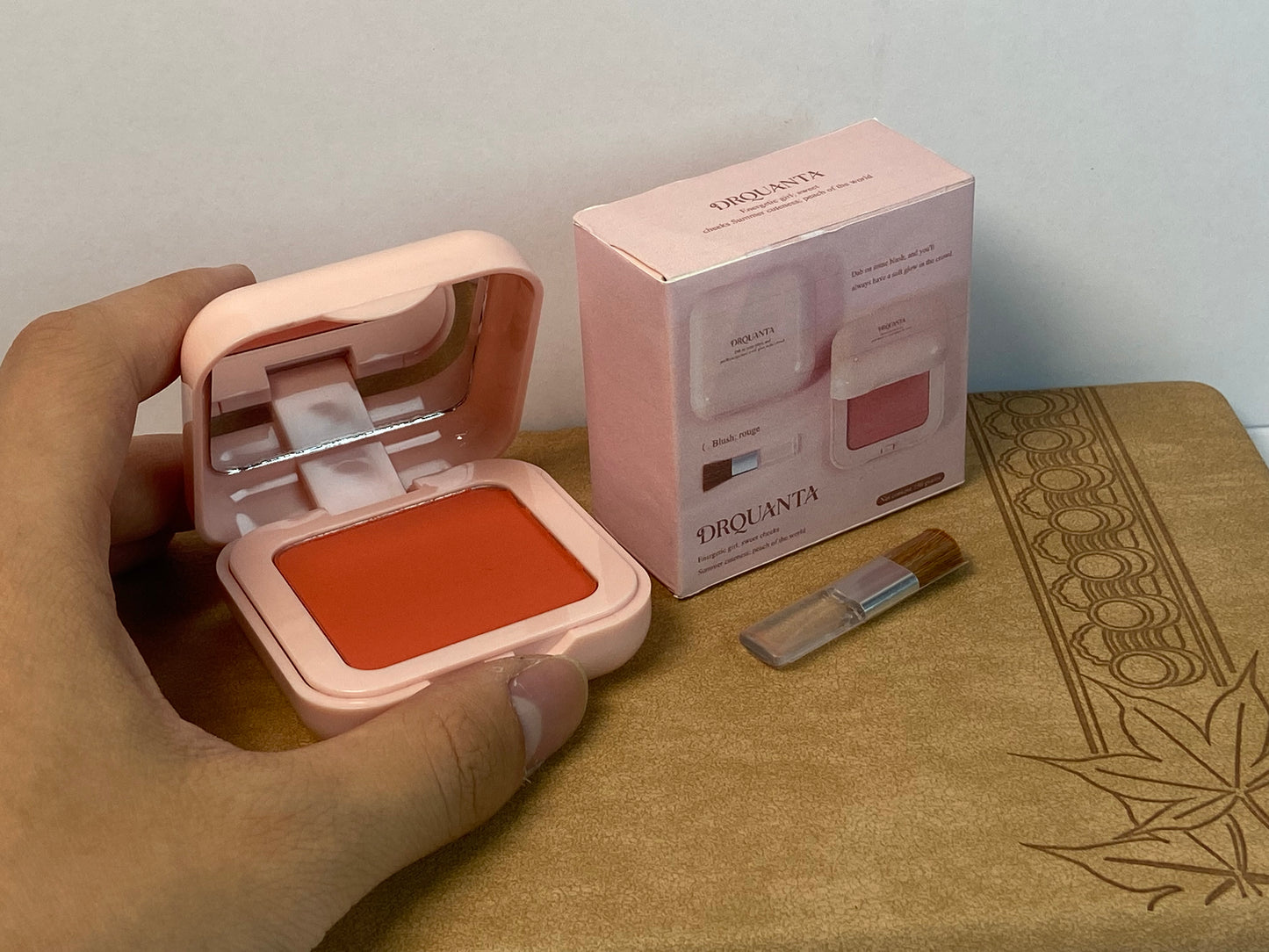 DRQUANTA Blusher Orange-red Matte Finish;Buildable & Blendable Powder Blush for cheeks,Natural Flush for All Skin Tones
