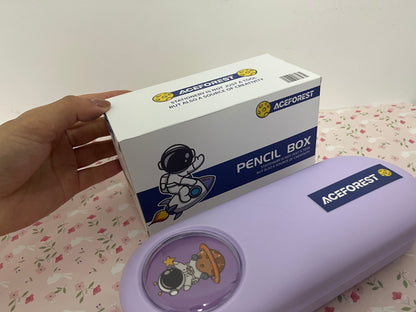 ACEFOREST Pen boxes Multifunction Pencil Case Pencil Box with 2 Compartments Cartoon Pattern Stationery Set