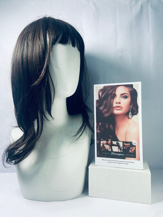 FALLempress Wigs Womens Long Black Wig Long Layered Natural Curly Wigs for White Women Shoulder Length Synthetic Heat Resistant Wig for Daily Party