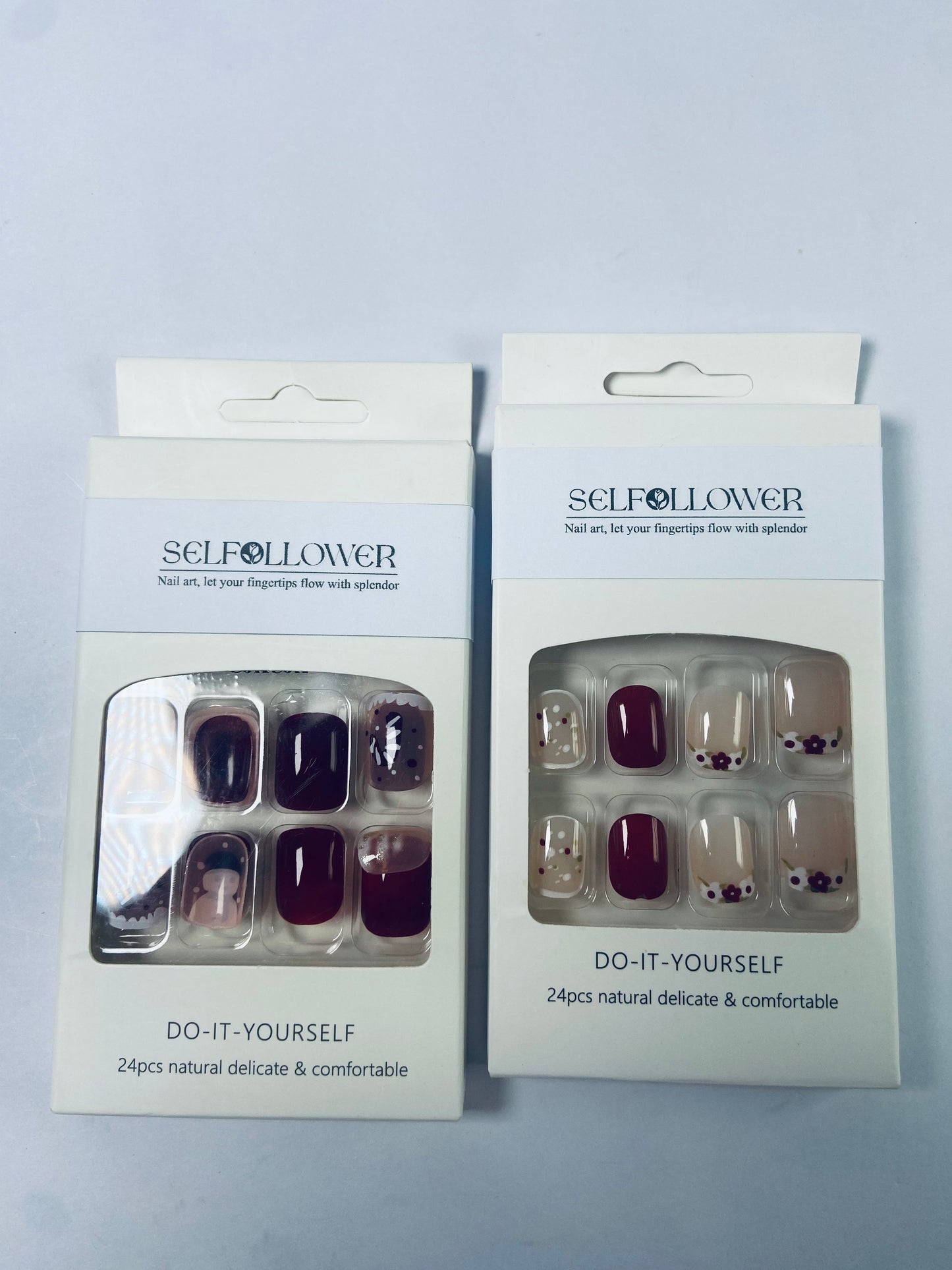 SELFOLLOWER False nails Red Press on Fake Nails Short Square False Nails with Glitter on Nails Glossy Acrylic Full Cover Checkerboard Stick on Nails for Women Manicure on Nails Full Cover Artificial Nails Short Stick on Nails for Women, 24Pcs