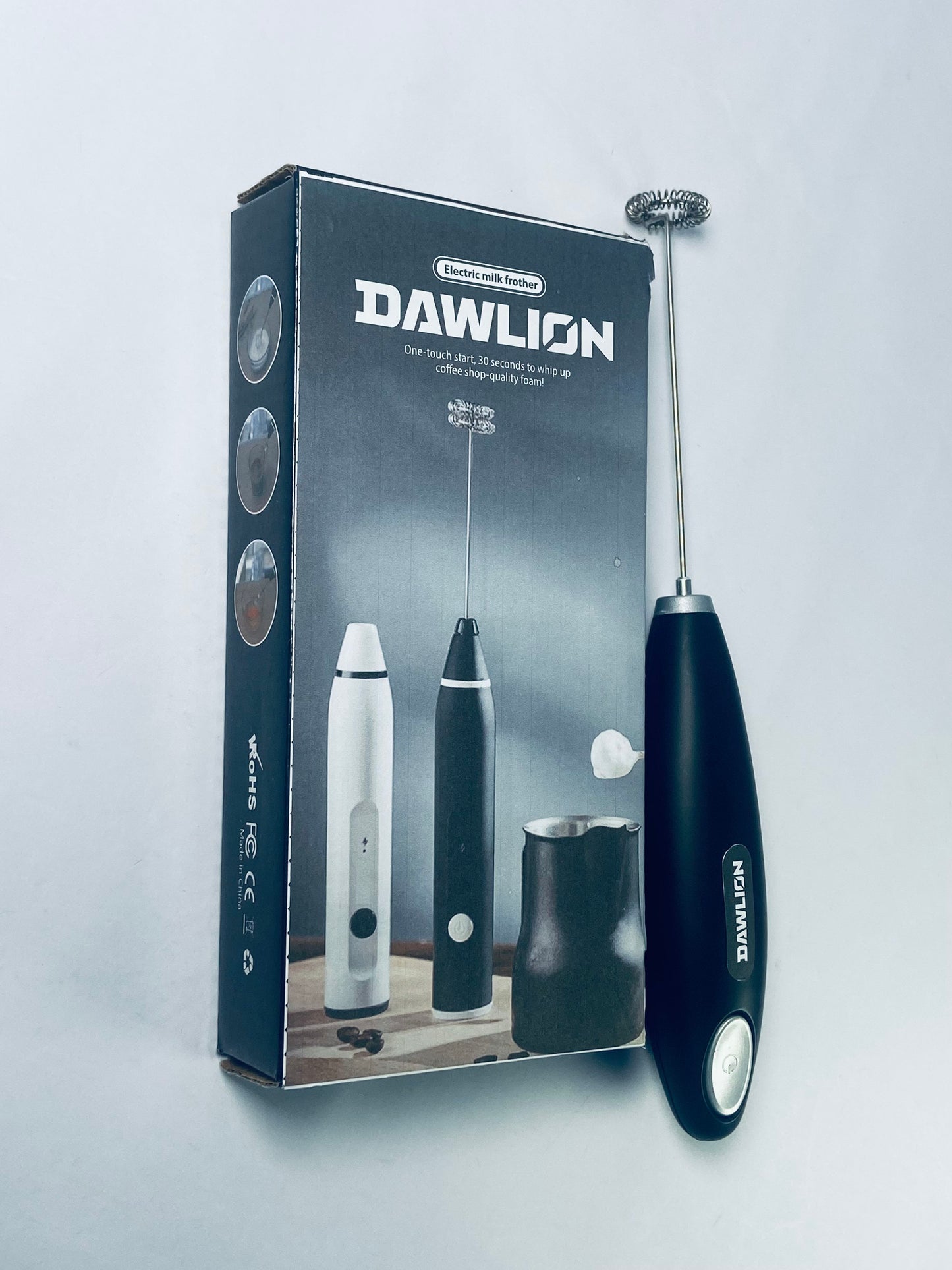 DAWLION Portable Automatic Battery Operated Electric Milk Frother, Egg Beater, Powerful Whisk Handheld Foam Maker Blender, Stainless Steel