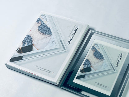 URBISMART Acrylic Picture Frames, Clear Picture Frames with Stand, Magnetic Frame Acrylic Lucite Frameless Transparent Cubes Floating Gift for Home Office Desktop Display Horizontally or