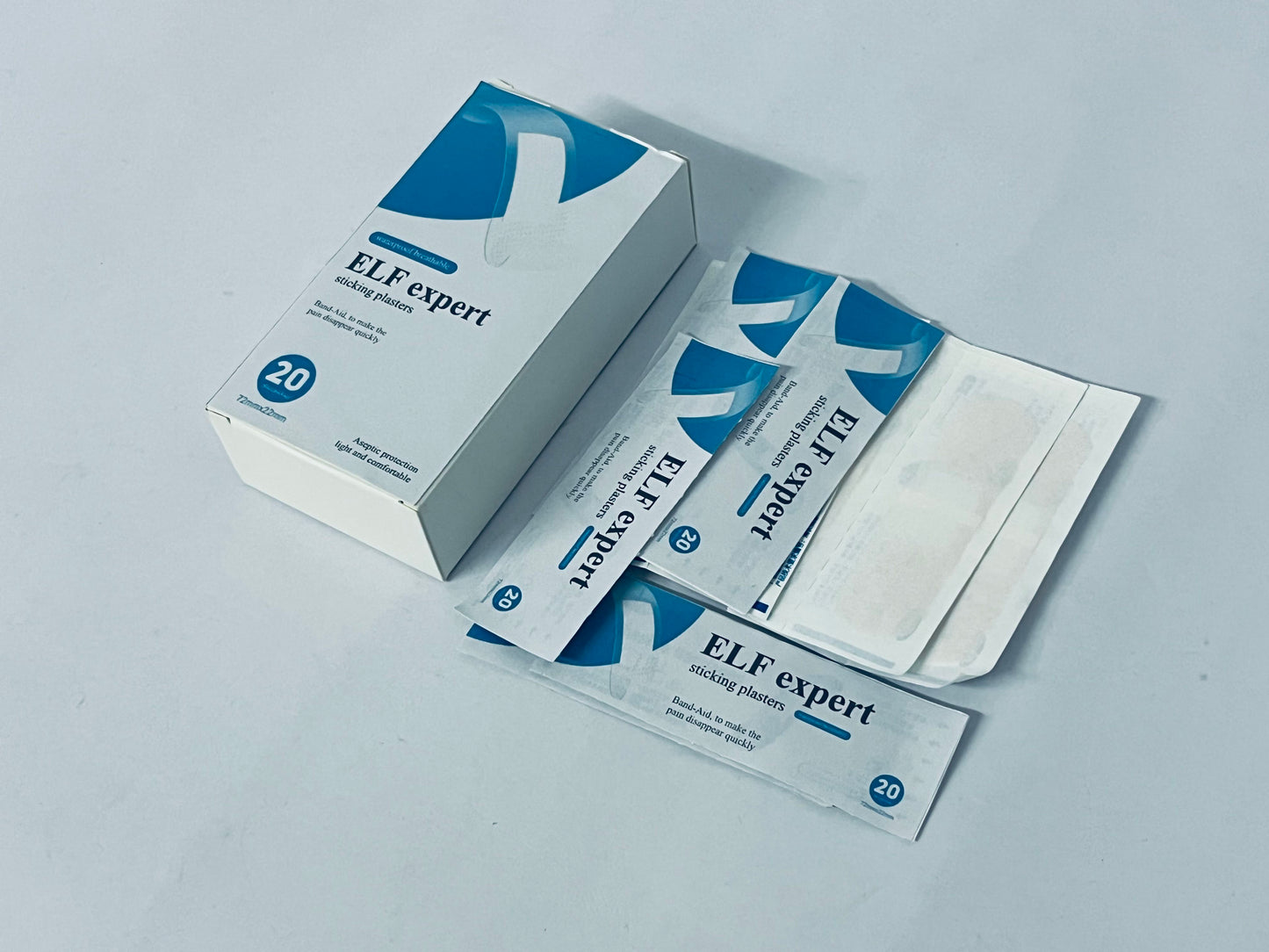 ELF expert sticking plasters Flexible Adhesive Bandages Sterile Bandage Strips with Non-Stick Pad, Latex Free, Wound Care for First Aid Kit (20 Bandages)