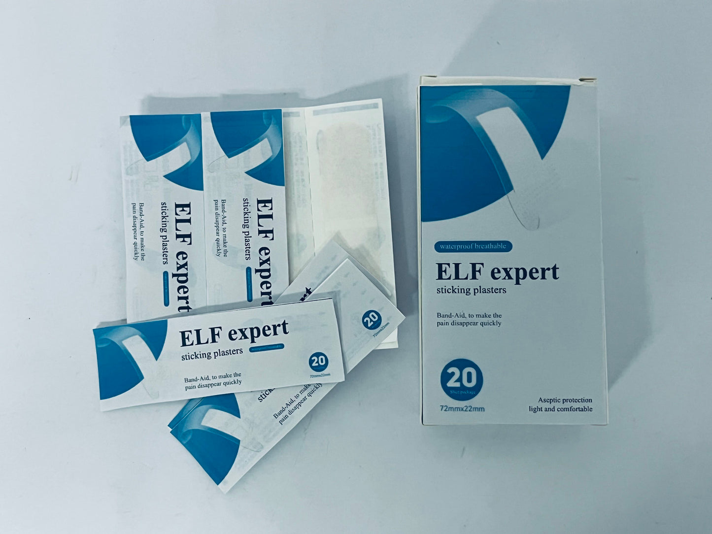 ELF expert sticking plasters Flexible Adhesive Bandages Sterile Bandage Strips with Non-Stick Pad, Latex Free, Wound Care for First Aid Kit (20 Bandages)