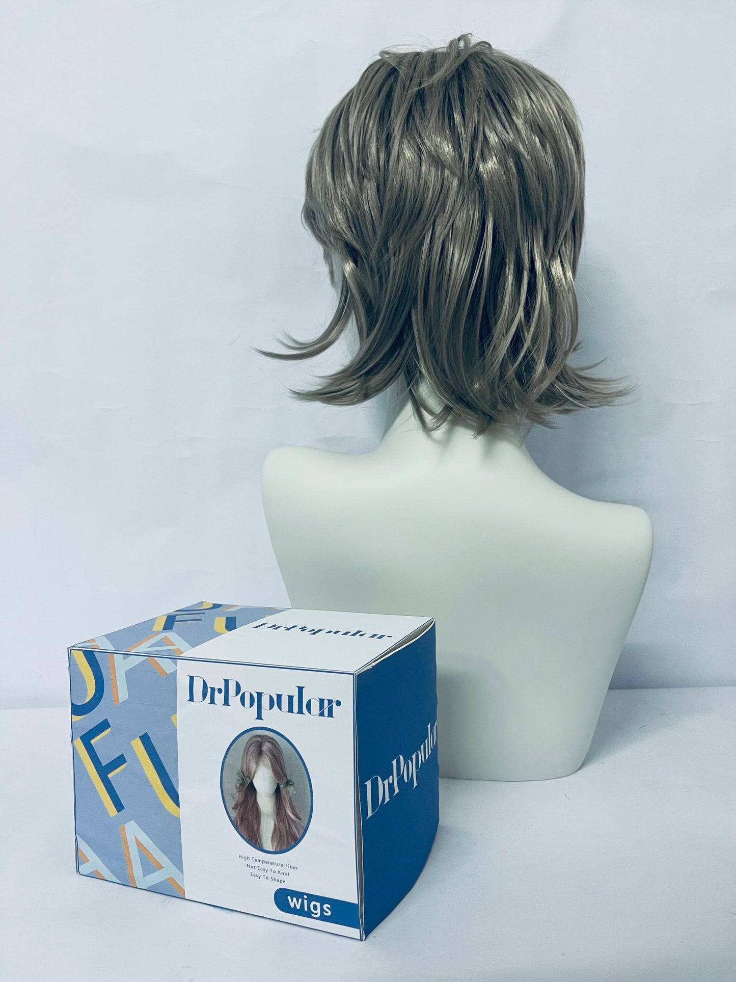 DrPopular short Brown Mix Straight Hair Wig with side bangs