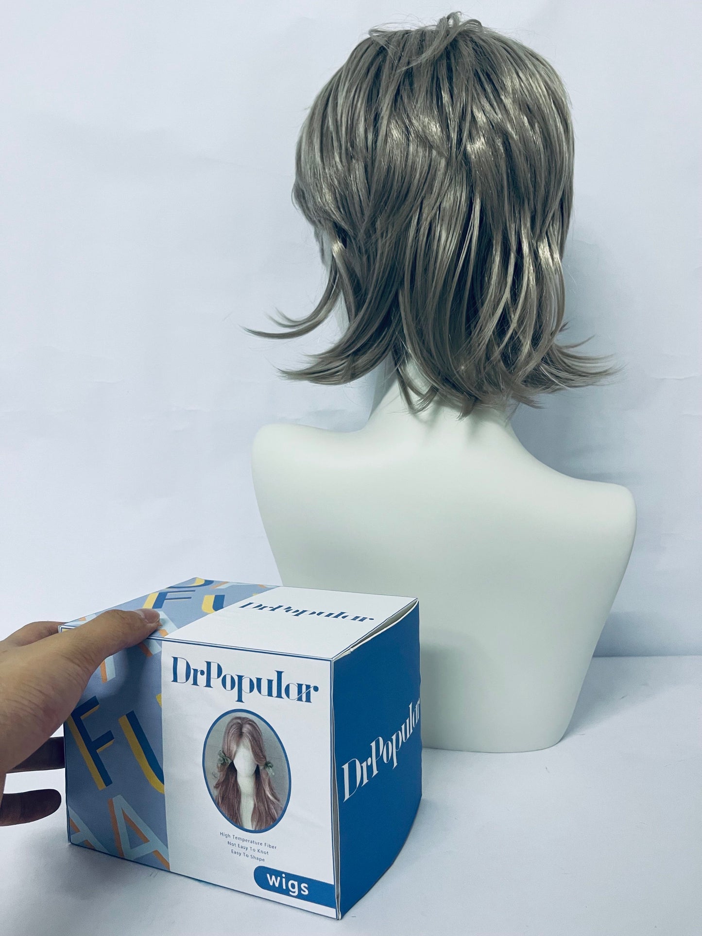 DrPopular short Brown Mix Straight Hair Wig with side bangs