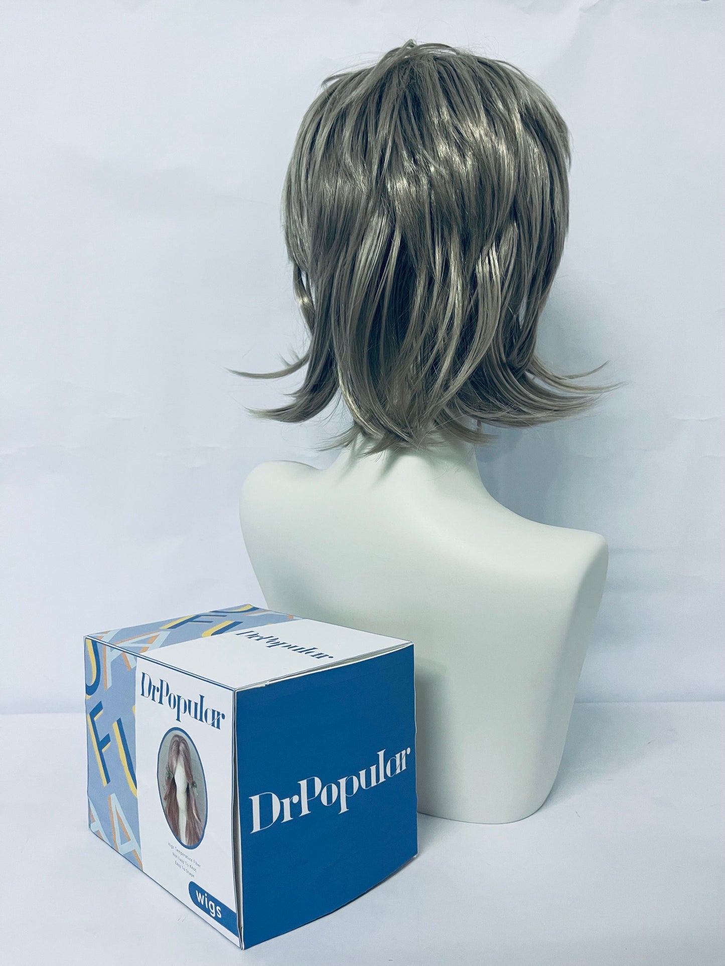 DrPopular short Brown Mix Straight Hair Wig with side bangs
