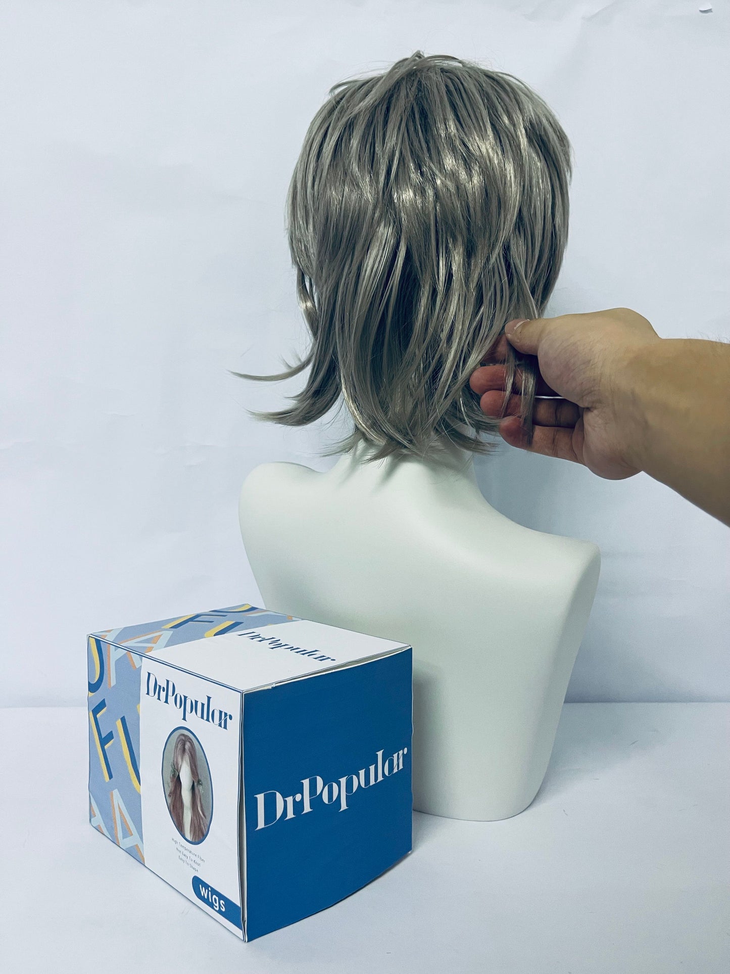 DrPopular short Brown Mix Straight Hair Wig with side bangs