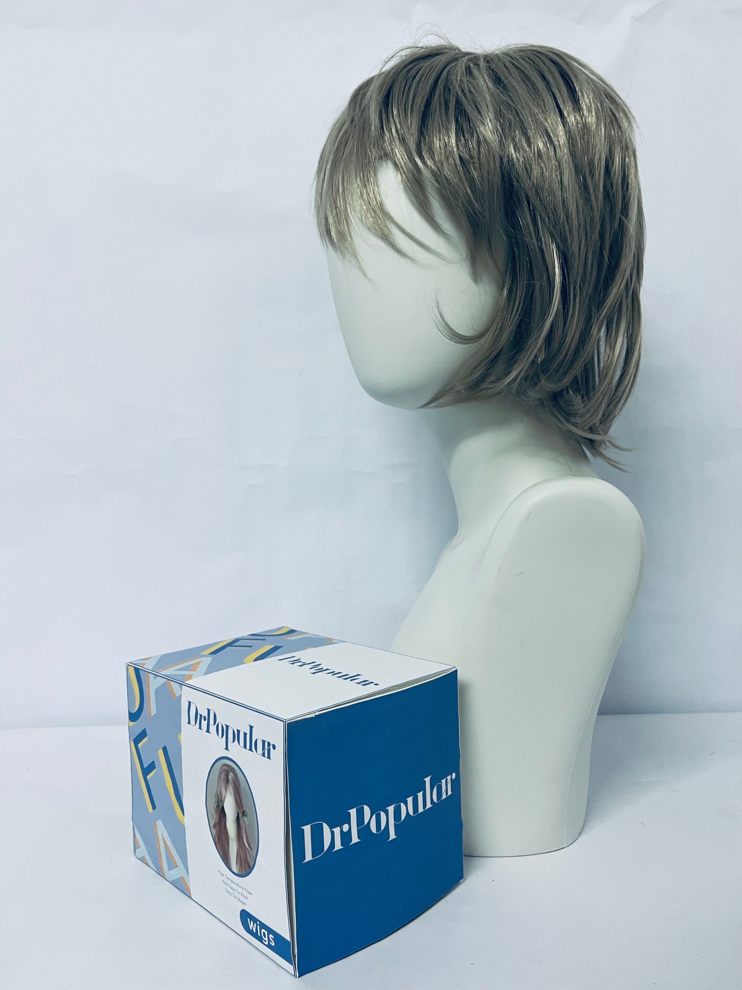 DrPopular short Brown Mix Straight Hair Wig with side bangs