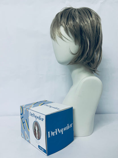DrPopular short Brown Mix Straight Hair Wig with side bangs